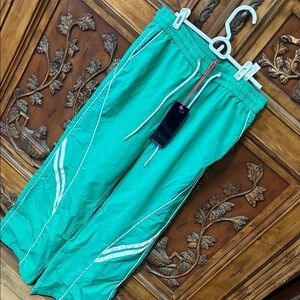 NWT Vibrant Brand Green Track Pants Joggers Sweatpants w/White Stripes Sz Large